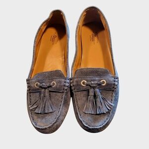 G.H. Bass Co. Bonnie Light Blue Suede Moccasins/Loafers with Tassels, Sz. 7